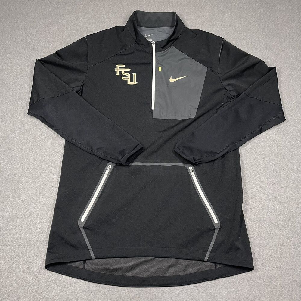 Florida State University Seminoles Jacket Men Medium Black Nike 1/4 Zip FSU NCAA